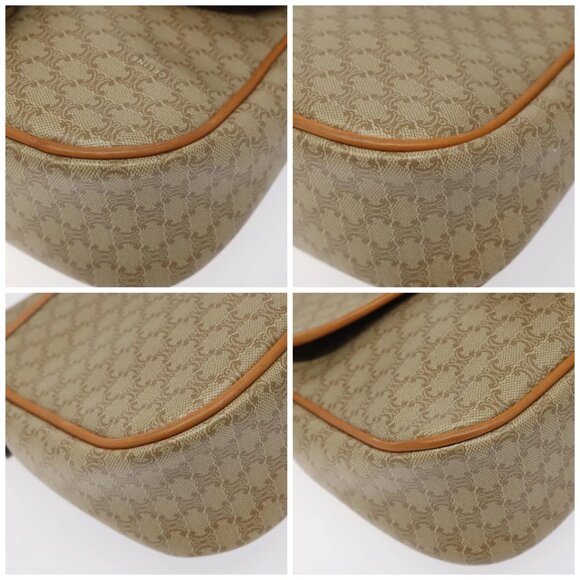 CELINE Macadam Canvas Shoulder Bag Beige Gold Auth - Picture 16 of 16
